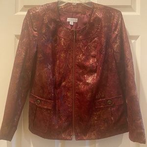 Susan Graver XS Zip In The Front Red Top